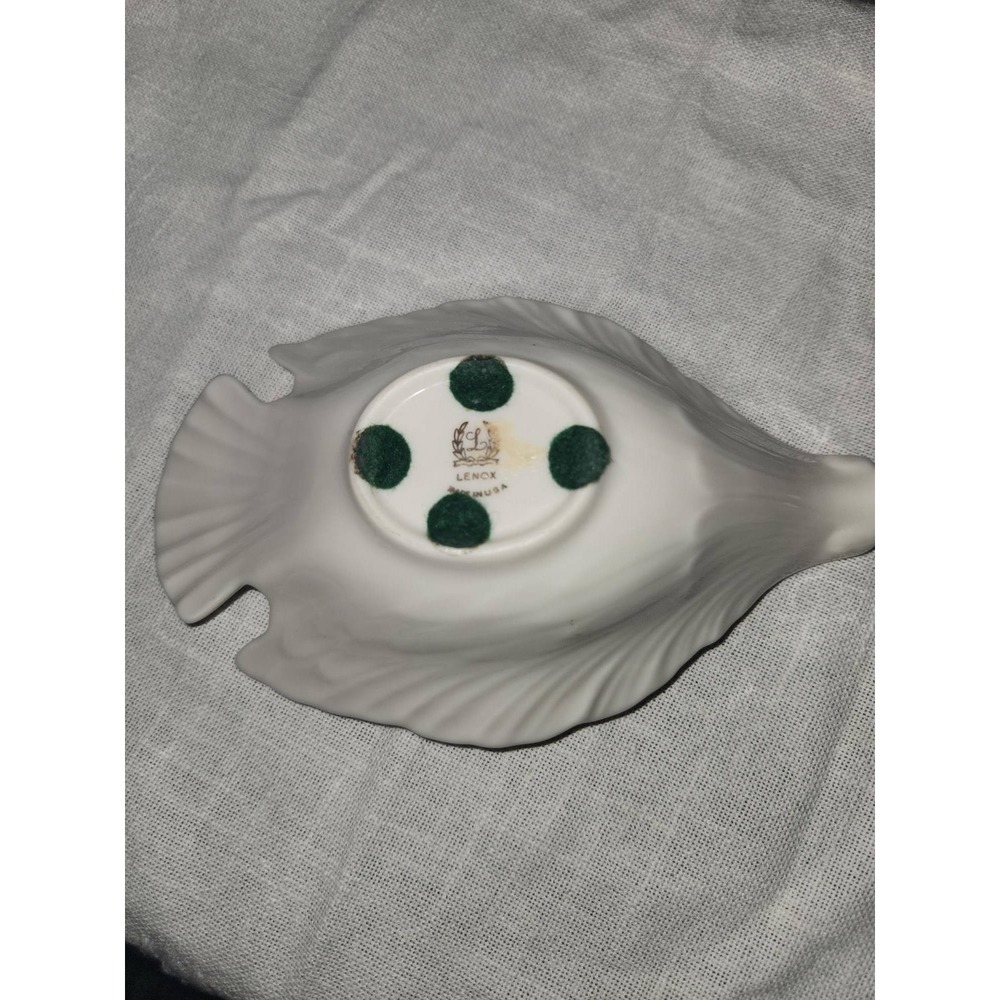 Lenox Ivory Fine China Fish Shaped Candy Dish Gold Trim Vintage Made in USA